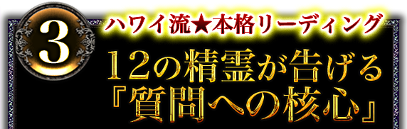 3 ハワイ流★本格的リーディング　12の精霊が告げる『質問への核心』