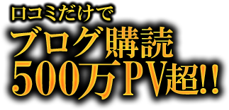 口コミだけでブログ購読500万PV超!!