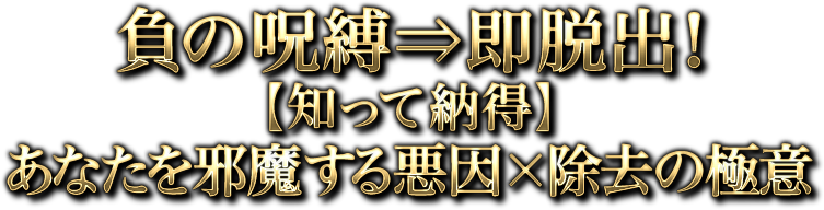 負の呪縛⇒即脱出！【知って納得】あなたを邪魔する悪因×除去の極意”